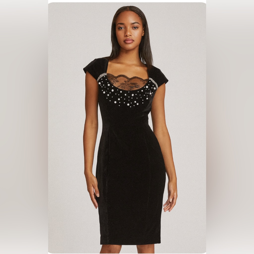 Vintage Black Velvet Dress Vintage 8 En Francaise Pearls